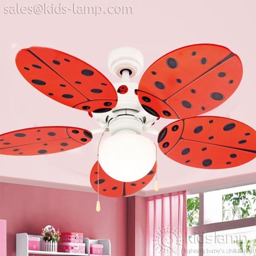 Cool cartoon ladybird kids room ceiling fans with lamps