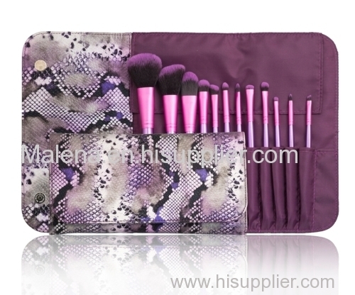 Nylon Hair 12pcs Makeup Brush with Snak Pattern Pouch