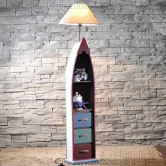 Funky unique wooden boat rustic costal floor lamps