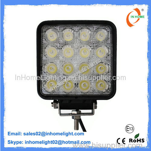 IP67 4350 LM 48 Watt Square LED Work Light For Trucks / Vessels / Bus / Trains