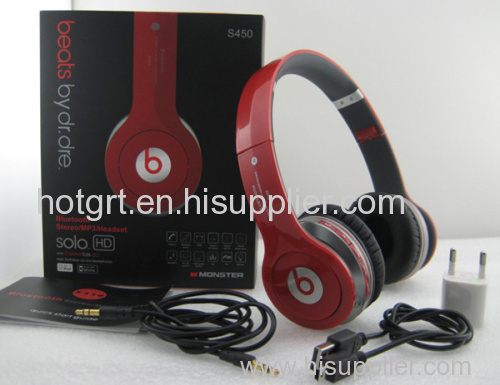 Wholesale very good quality Monster beats by dr dre bluetooth Wireless S450 SOLO HD headphones headsets earphons