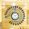 Modern living room european-style wall clock creative large bell character art wrought iron clockfashion peacock tabl