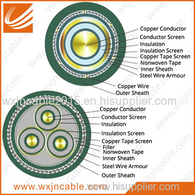 8~30KV YJV32-Copper Conductor XLPE Insulated PVC Sheathed Steel Wire Armoured Power Cable