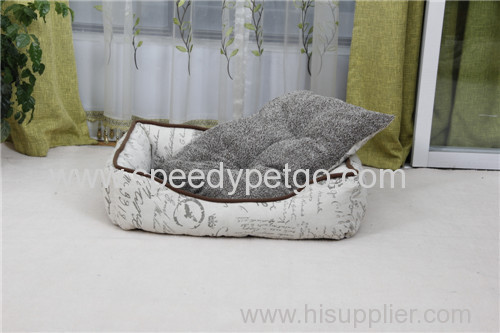 Two Ways use Linen Fabric Pet Bed With Vintage Style Printing