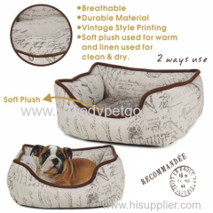 Breathable Lined fabric with Vintage Style Printing Pet dog bed