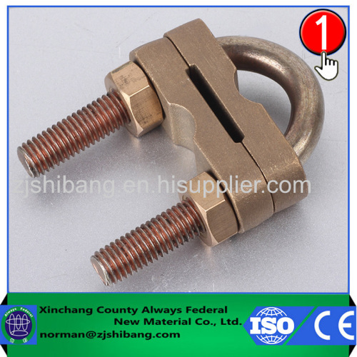 Copper ground rod and flat tape connecting clamp