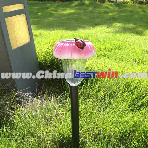 Resin 1-LED Solar Light Stake With Red Beatles