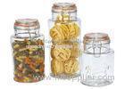 Promotional Glass Storage Canisters with chromed clamp and airtight lids food grade