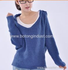 Candy-colored hooded sweater fashion loose bat slv sweater coat