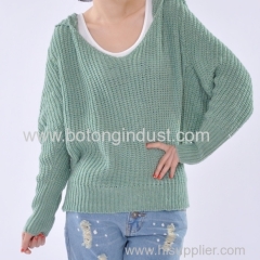 Candy-colored hooded sweater fashion loose bat slv sweater coat