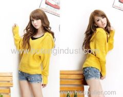 Candy-colored hooded sweater fashion loose bat slv sweater coat