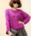 Variegated yarn loose round neck pullover sweater coat