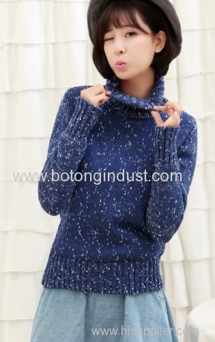 Snowflake little variegated warm thick knit high collar hedging sweater