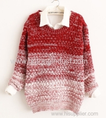 Gradual blending loose round neck sweater hedging women sweater