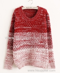 Gradual blending loose round neck sweater hedging women sweater