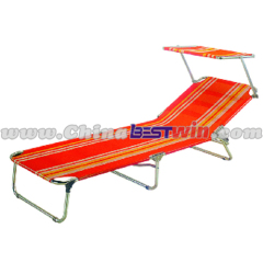 Folding beach lounger chair With sun visor