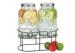 Vintage dual beverage dispenser with stand & Storage jars For juice , wine drinking