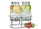 Vintage dual beverage dispenser with stand & Storage jars For juice , wine drinking
