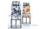 Double beverage dispenser with stan , racks 3.5L / glass jar drink dispenser