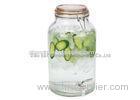 Clear glass beverage dispenser with clamp lid / glass jar drinks dispenser