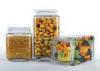 Three pieces square glass canister set for food / glass kitchen storage containers