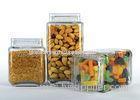 Three pieces square glass canister set for food / glass kitchen storage containers
