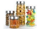 Houseware glass canisters with metal lids / clear glass kitchen canisters 2.1L 1.5L 1L 0.7L