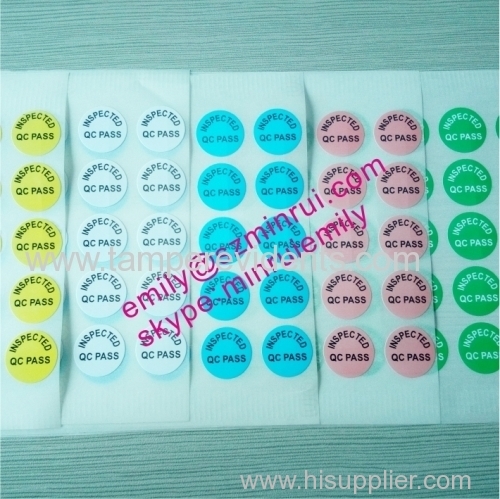 white green pink yellow blur paper qc passed inspected QC stickers printing
