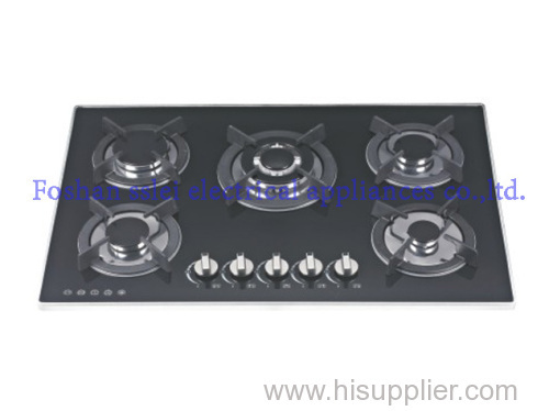 Tempered Glass Panel Gas Stove With 5 Strong Firepower Burners