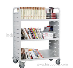 Three layers double-sided W-type mobile book cart