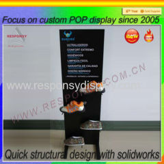 2015 hot sell customized branded shoe advertising display stand and booth