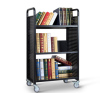 Single-Sided W-type library book cart with 3 shelves