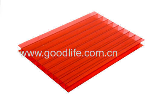 polycarbonate twin wall hollow sheet with red colour