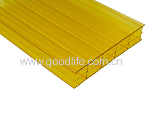 polycarbonate triple-wall hollow sheet for building yellow colour