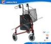 Three Wheel Folding Rollator Walker Aids With Cable Brakes And Food Tray