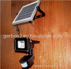 10W Solar powered LED Flood light with PIR Motion sensor garden Security path wall lamp outdoor led spot lighting