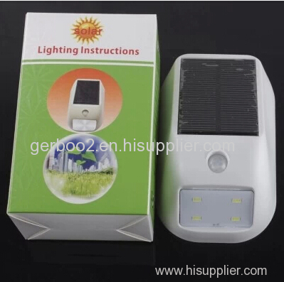 Solar Powered 4LEDs PIR Induction Wall Light Motion Sensor Led Steel Lights Garden Wall Pir Lobby Pathway Lamps