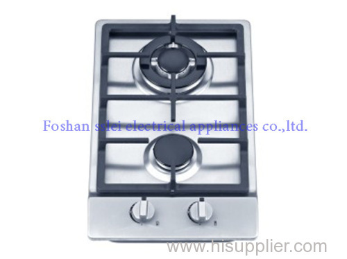 2 built-in burners stainless steel gas stove
