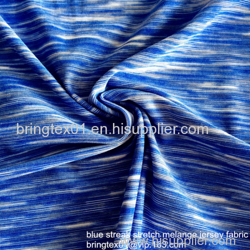 Jiaxing blue streak stretch melange jersey fabric