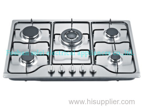Built-in 5 burners stainless steel gas cooker