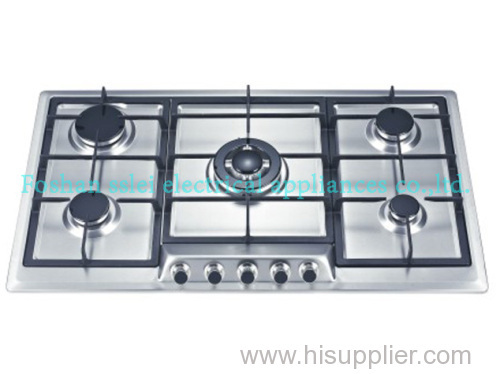 Built-in 5 burners stainless steel panel gas cooker