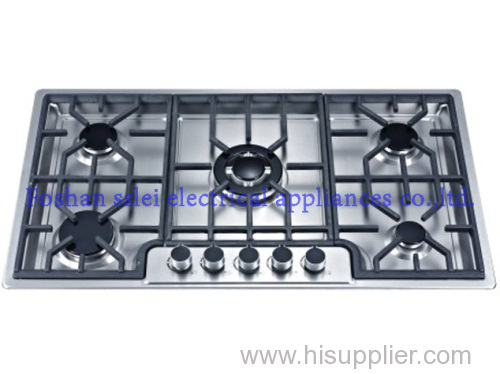 Built-in 5 burners stainless steel panel gas cooker