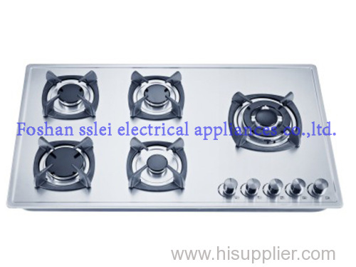 Stainless steel panel kitchen gas stove with 5 burners