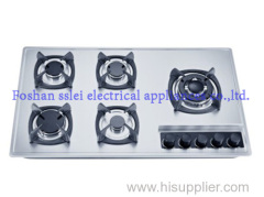Stainless steel panel kitchen gas stove with 5 burners
