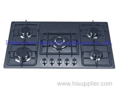 Built-in tempered glass panel gas stove with 5 burners