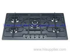 Built-in tempered glass panel gas stove with 5 burners