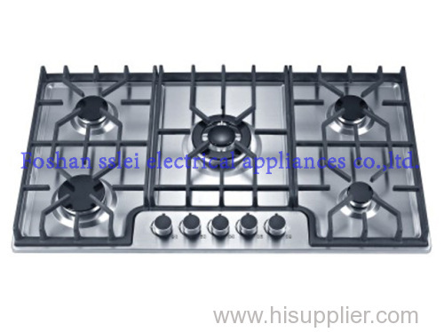 Stainless steel panel gas stove with 5 burners