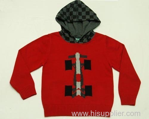 Boys' Autumnal Jacquard Pinkish Red Hoodies