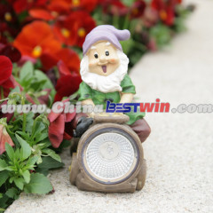 Garden dwarfs statue with solar light christmas