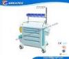 Emergency Patient / Medical Trolley , Hospital Furniture with Plastic Drawer Cabinet